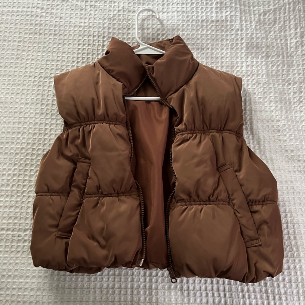 Brown cropped vest